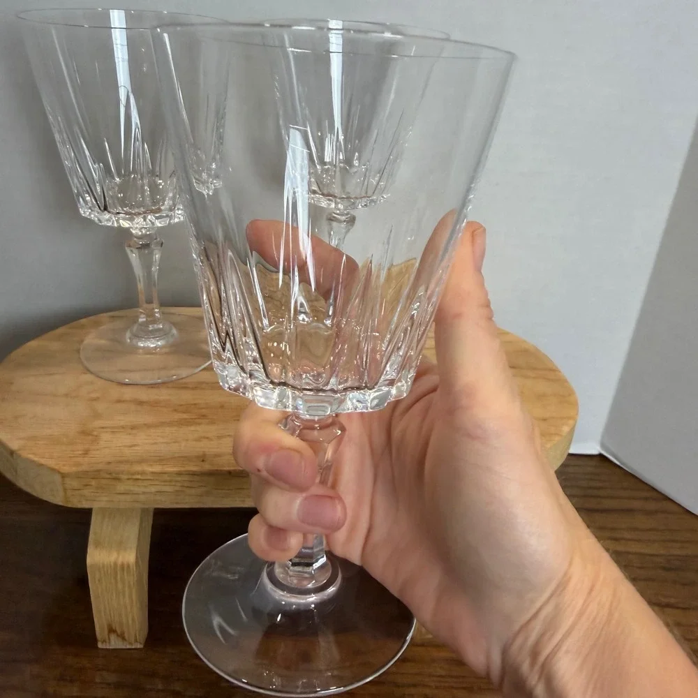 Cristal‎ d'Arques Durand Chantelle Crystal Wine Water Goblets Set of 4 France